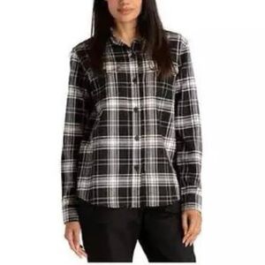 Tilley women’s plaid button down flannel long sleeve medium buffalo check